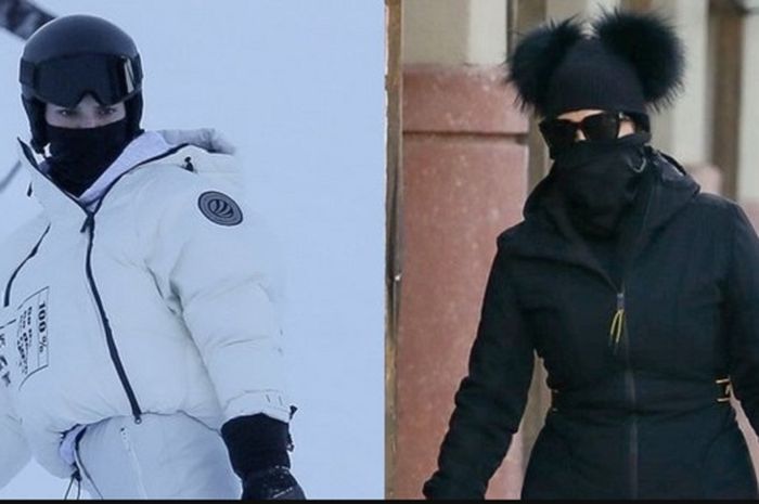 Kendall dan Kylie Jenner saat bermain snowboarding di Aspen, Colorado.