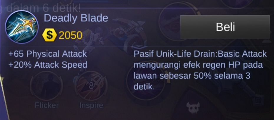 Item Deadly Blade Mobile Legends