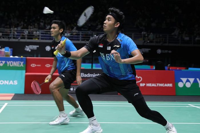 Pasangan ganda putra Indonesia, Muhammad Shohibul Fikri/Bagas Maulana pada babak kedua Malaysia Open 2022, Kamis (30/6/2022)