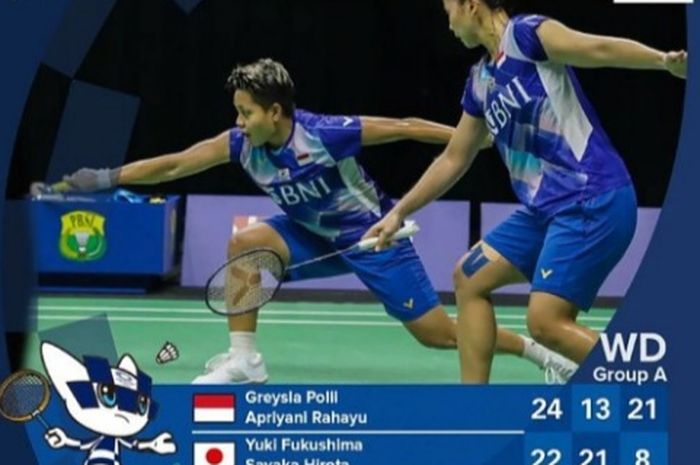 Greysia Polii dan Apriyani Rahayu berhasil menaklukkan pasangan Jepang, Yuki Fukushima dan Sayaka Hirota di Olimpiade Tokyo 2020