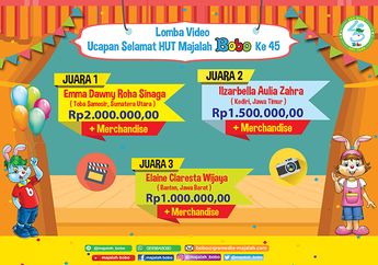 Pengumuman Pemenang LOMBA VIDEO UCAPAN ULANG TAHUN MAJALAH BOBO Ke-45.