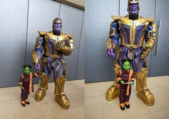 Keren! Cosplay Thanos dan Gamora Kecil Dibawakan oleh Ayah dan Anak