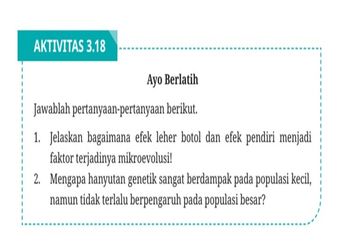 Jawab Soal Aktivitas 3.18 tentang Mikroevolusi, Materi Biologi Kelas XII Kurikulum Merdeka