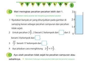Jawab Soal Persoalan 1 tentang Pecahan, Materi Matematika Kelas IV SD Vol 2 Kurikulum Merdeka