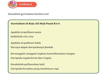 Jawab Soal Latihan 2 Menyimak Gurindam, Materi Bahasa Indonesia Kelas XII Kurikulum Merdeka