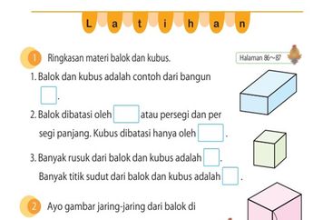 Jawab Soal Latihan tentang Balok dan Kubus, Materi Matematika Kelas IV SD Vol 2 Kurikulum Merdeka