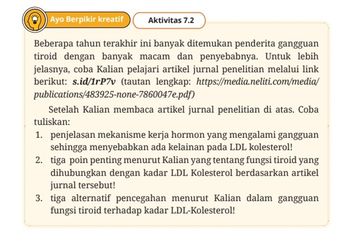 Jawab Soal Aktivitas 7.2 tentang Gangguan Tiroid, Materi Biologi Kelas XI Kurikulum Merdeka