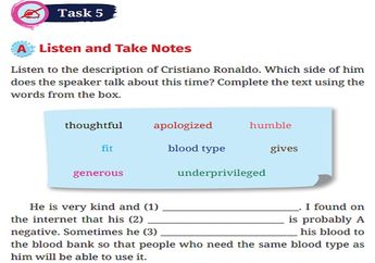 Jawab Soal Task 5 Listen and Take Notes, Chapter 1: Great Athletes, Bahasa Inggris Kelas X