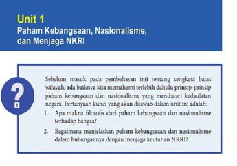 Jawab Soal Uji Pemahaman Unit 1 Bagian 4: Paham Kebangsaan, Nasionalisme, dan Menjaga NKRI, PPKn Kelas X
