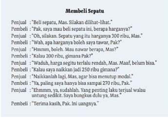 Jawab Soal Teks 'Membeli Sepatu' pada Bab 4: Belajar Menjadi Negosiator Ulung, Bahasa Indonesia Kelas X