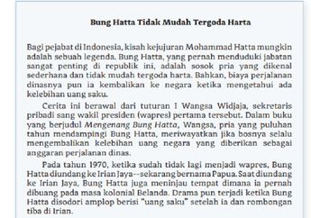 Jawab Soal Kegiatan 1 Teks 'Bung Hatta Tidak Mudah Tergoda Harta', Bahasa Indonesia Kelas X