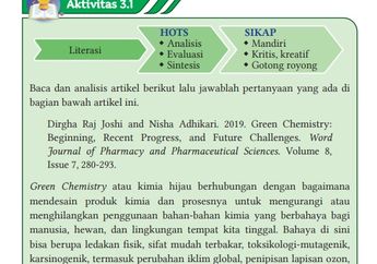 Jawab Soal 3.1 pada Bab 3: 'Kimia Hijau dalam Pembangunan Berkelanjutan 2030', IPA Kelas X
