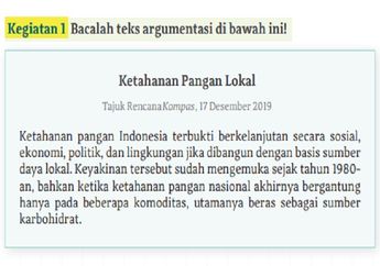 Jawab Soal Kegiatan 2 pada Teks 'Ketahanan Pangan Lokal', Bahasa Indonesia Kelas XI Kurikulum Merdeka