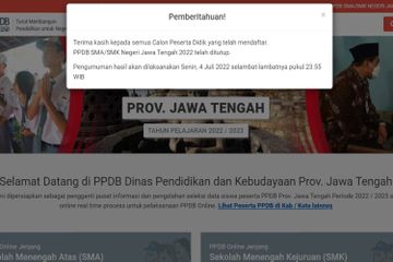 Pengumuman hasil PPDB Jateng 2022 dilakukan secara online melalui situs PPDB Dinas Pendidikan dan Kebudayaan Prov. Jawa Tengah.