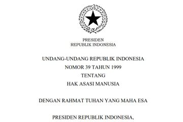 Undang-Undang Republik Indonesia Nomor 39 Tahun 1999 mengatur mengenai Hak Asasi Manusia.