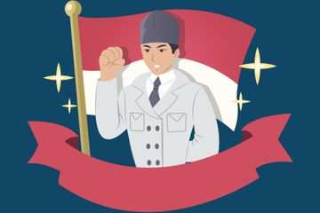 Terdapat soal seputar menulis teks Soekarno pada buku bahasa Inggris kelas IX edisi revisi 2018 Chapter 9, hal. 189, materi 'What is it?'.