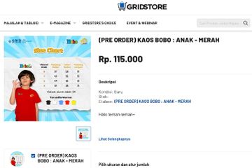 PO kaus spesial 50 tahun Majalah Bobo salah satunya dapat melalui GridStore.