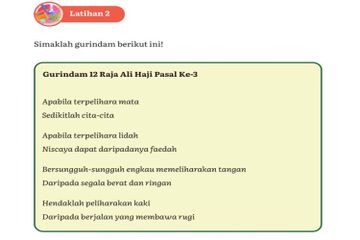 Jawab Soal Latihan 2 Menyimak Gurindam, Materi Bahasa Indonesia Kelas XII Kurikulum Merdeka