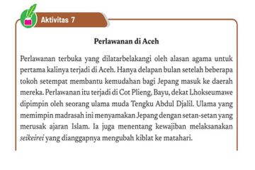 Contoh bacaan tentang perlawanan terhadap Jepang di Aceh.