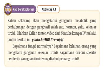 Jawab Soal Aktivitas 7.1 tentang Gangguan Kelenjar Tiroid, Materi Biologi Kelas XI Kurikulum Merdeka