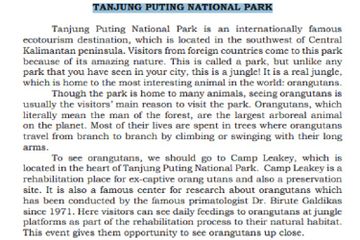 Jawab Soal Task 2 'Tanjung Puting National Park', Bahasa Inggris Kelas X