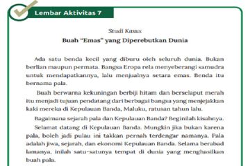 (tangkapan layar) Terdapat soal Lembar Aktivitas 7 'Buah 'Emas' yang Diperebutkan Dunia' pada buku Sejarah, materi Sejarah kelas halaman 50.