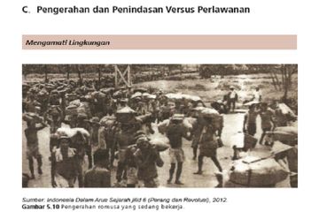 (tangkapan layar) Terdapat soal Latih Uji Kompetensi Bab 5: C. 'Pengerahan dan Penindasan Versus Perlawanan' dalam buku Sejarah kelas XI di halaman 60.
