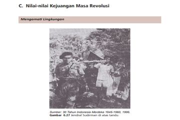 (tangkapan layar)  Soal Latih Uji Kompetensi Bab 7: 'C. Nilai-Nilai Kejuangan Masa Revolusi' terdiri atas tiga pertanyaan esai. 