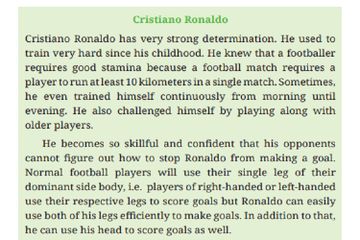 (tangkapan layar) Terdapat soal 'C. Read and Discover' berdasarkan teks 'Cristiano Ronaldo' pada 'Chapter 1: Great Athletes' buku Bahasa Inggris: Work in Progress kelas X halaman 12.