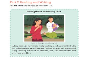 (tangkapan layar) Terdapat teks berjudul 'Bawang Merah and Bawang Putih' di bagian 'Concluding Section 1' bahasa Inggris kelas XI.