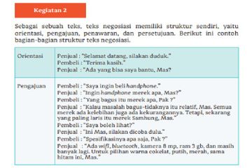 (tangkapan layar) Terdapat soal Kegiatan 2 Struktur Teks Negosiasi pada Bab 4 di halaman 95-96.