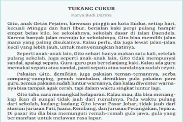 (tangkapan layar) Terdapat soal pada Kegiatan 1 dari Cerita Pendek 'Tukang Cukur' pada Bab 3 di halaman 66.