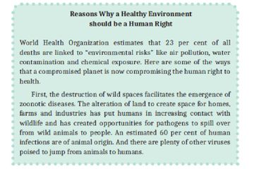 (tangkapan layar) Terdapat teks 'listening' berjudul 'Reasons Why a Healthy Environment should be a Human Right pada Unit 4, bahasa Inggris kelas XI.