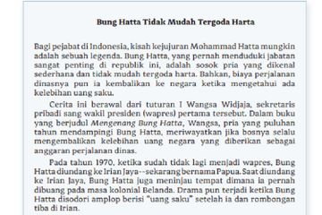Jawab Soal Kegiatan 1 Teks 'Bung Hatta Tidak Mudah Tergoda Harta', Bahasa Indonesia Kelas X