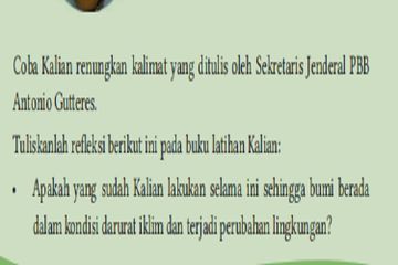 (tangkapan layar) Terdapat soal Ayo Refleksi pada Bab 8 Pemanasan Global: Konsep dan Solusi 201-202.