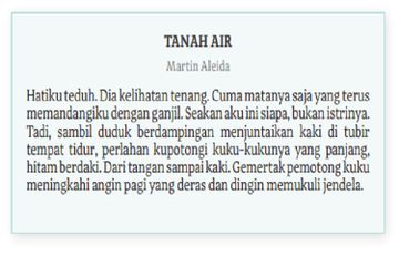 Kunci Jawaban kegiatan 1 Memahami Isi Cerita Pendek 'Tanah Air' di halaman 75 Bahasa Indonesia Kelas XI