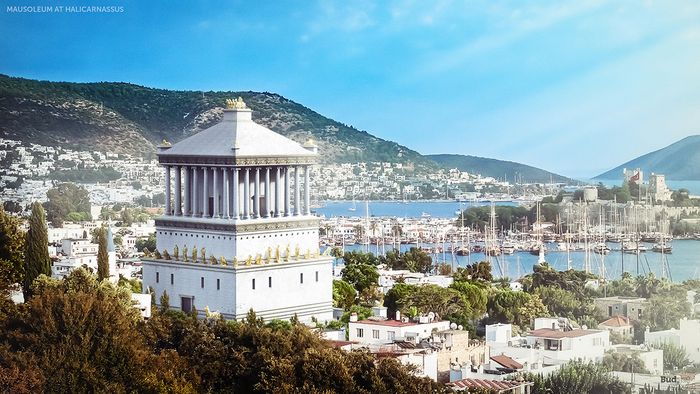 Gambaran Mausoleum di Halicarnassus pada masa kejayaan