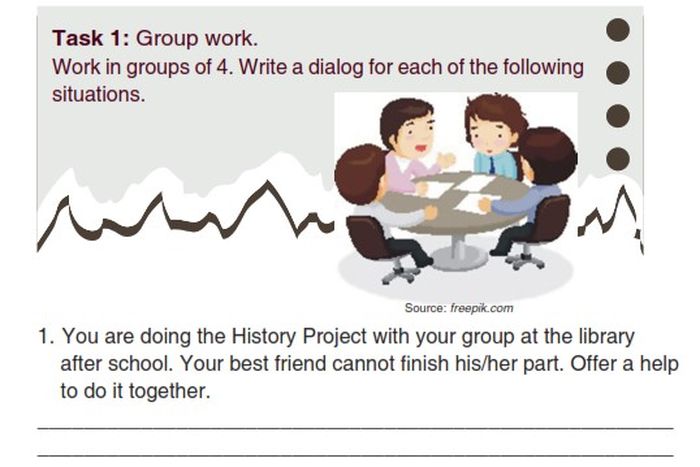 Soal 1: Melakukan percakapan dengan teman tentang history project.