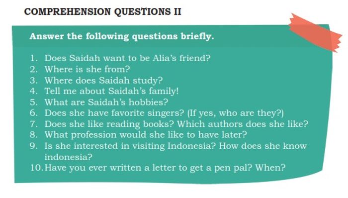 Membaca pertanyaan untuk dijawab oleh pasanganmu mengacu pada bacaan sebelumnya pada halaman 4 dan 5.
