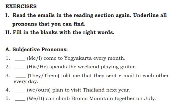 Mengisi bagian yang kosong dengan kata-kata yang tepat sesuai dengan grammar nya.