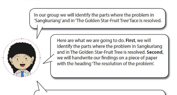 In our group we will identify the parts where the problem in ‘Sangkuriang’ and in ‘The Golden Star-Fruit Tree’ face is resolved.