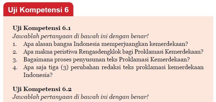 Buku PPKn Kelas 7 SMP Bab 6, Halaman 167, Uji Kompetensi 6.1.