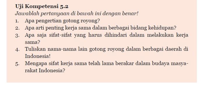 Buku PPKn Kelas 7 SMP Bab 5, Halaman 135, Uji Kompetensi 5.2.