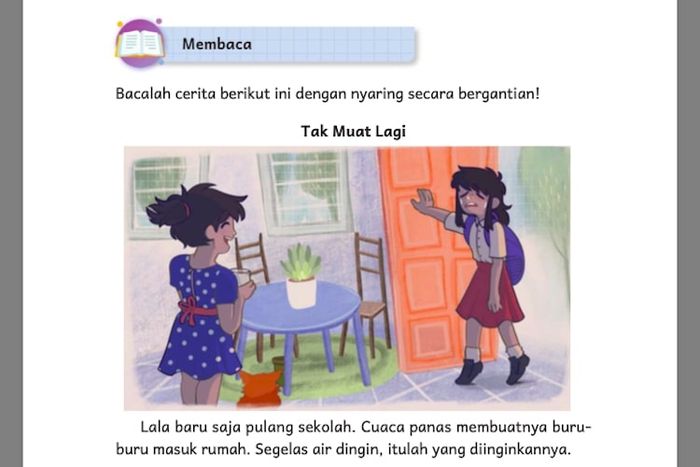 Teks Cerita 'Tak Muat Lagi' ada di buku Kurikulum Merdeka Bahasa Indonesia: Lihat Sekitar untuk SD Kelas IV halaman 3-6.