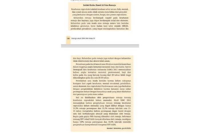 Artikel tentang risiko hamil di usia remaja.
