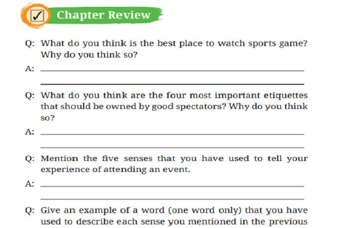 (tangkapan layar) Pembahasan soal Chapter 2: Sports Events halaman 44-45, materi bahasa Inggris kelas X.