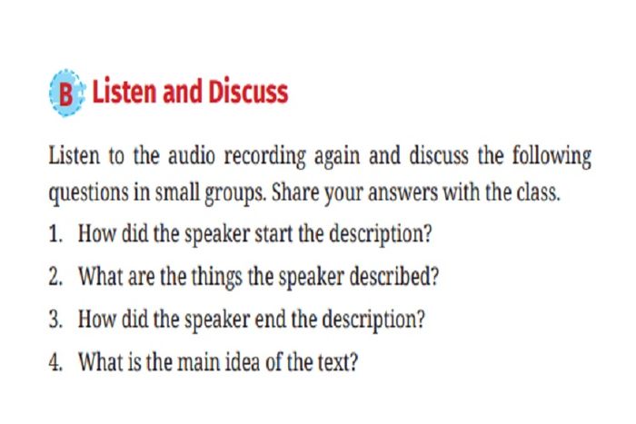 (tangkapan layar) Pembahasan soal 'Task 2 B. Listen and Discuss' pada 'Chapter 1: Great Athletes' bahasa Inggris kelas X'