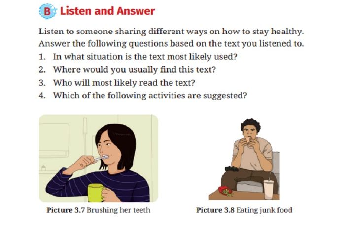 (tangkapan layar) Pembahasan soal 'Task 1' A dan B pada 'Chapter 3: Sports and Health', bahasa Inggris kelas X.