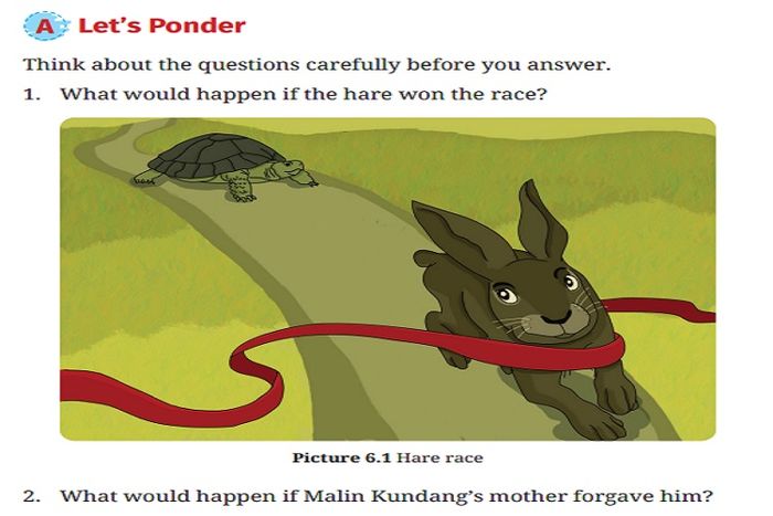 (tangkapan layar) Pembahasan soal 'Task 1 A Let’s Ponder' pada 'Chapter 6: Fractured Stories', bahasa Inggris kelas X.