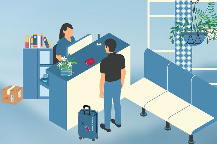 Percakapan yang terjadi antara pramutamu di hotel dan pelanggannya atau concierge and customer.